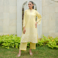 Kesar – Yellow Schiffli 3-Piece Outfit