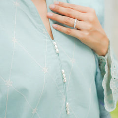 Nilofer – Greyish Blue Schiffli 3-Piece Outfit