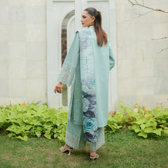 Nilofer – Greyish Blue Schiffli 3-Piece Outfit