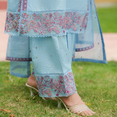 Afsana | Powder Blue Embroidered Lawn 3-Piece