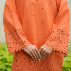 Surkhab – Orange Schiffli 3-Piece Outfit