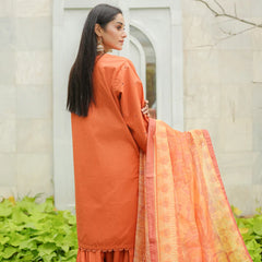 Surkhab – Orange Schiffli 3-Piece Outfit