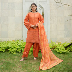 Surkhab – Orange Schiffli 3-Piece Outfit