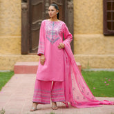 Gulnaar | Pink Embroidered Lawn 3-Piece