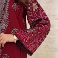 SHAFAQ | Deep Red Long Kurta 2-Piece Suit