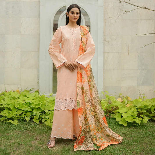 Gulbahar – Peach Schiffli 3-Piece Outfit