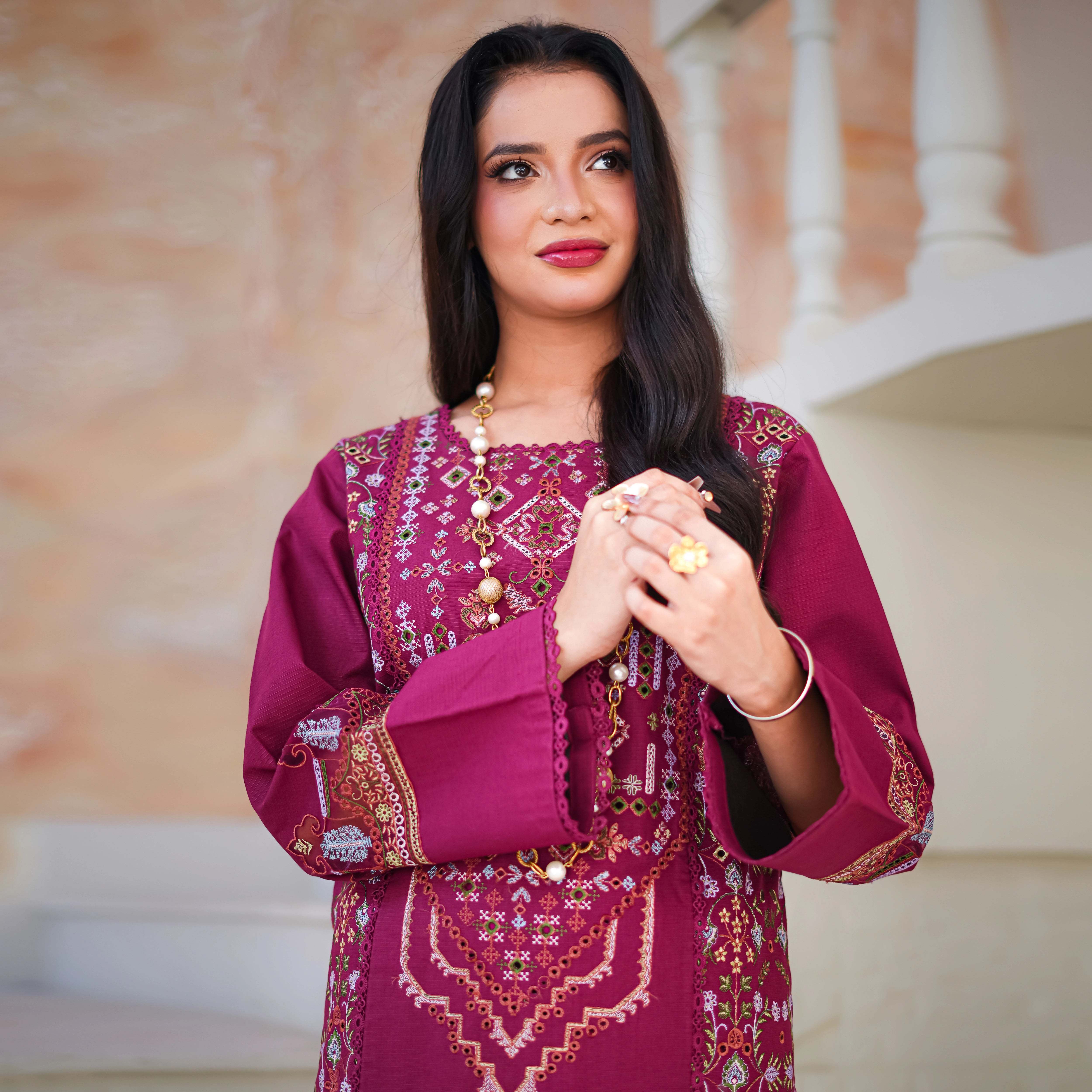 MIRAS | Deep Maroon Embroidered 2-Piece Suit