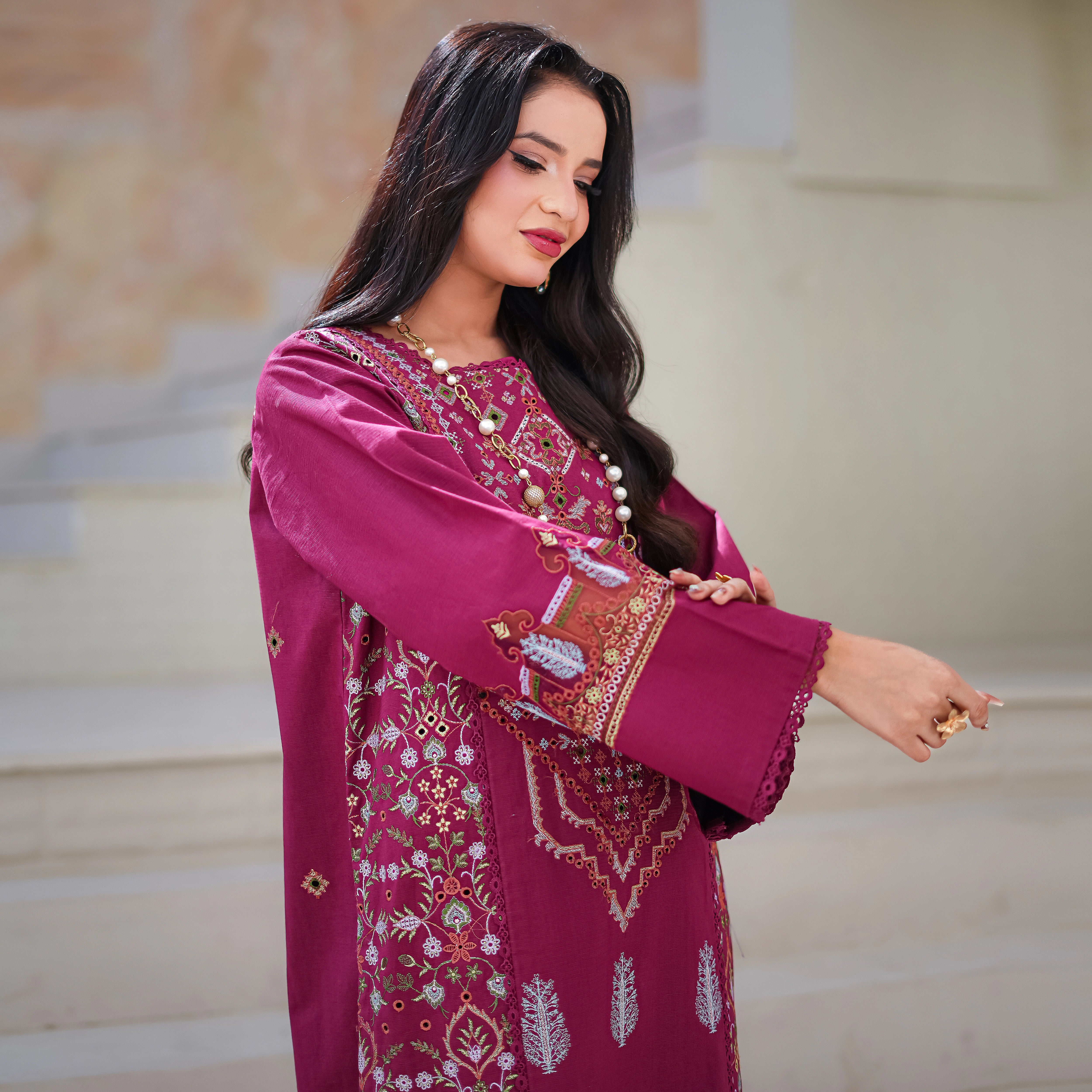 MIRAS | Deep Maroon Embroidered 2-Piece Suit