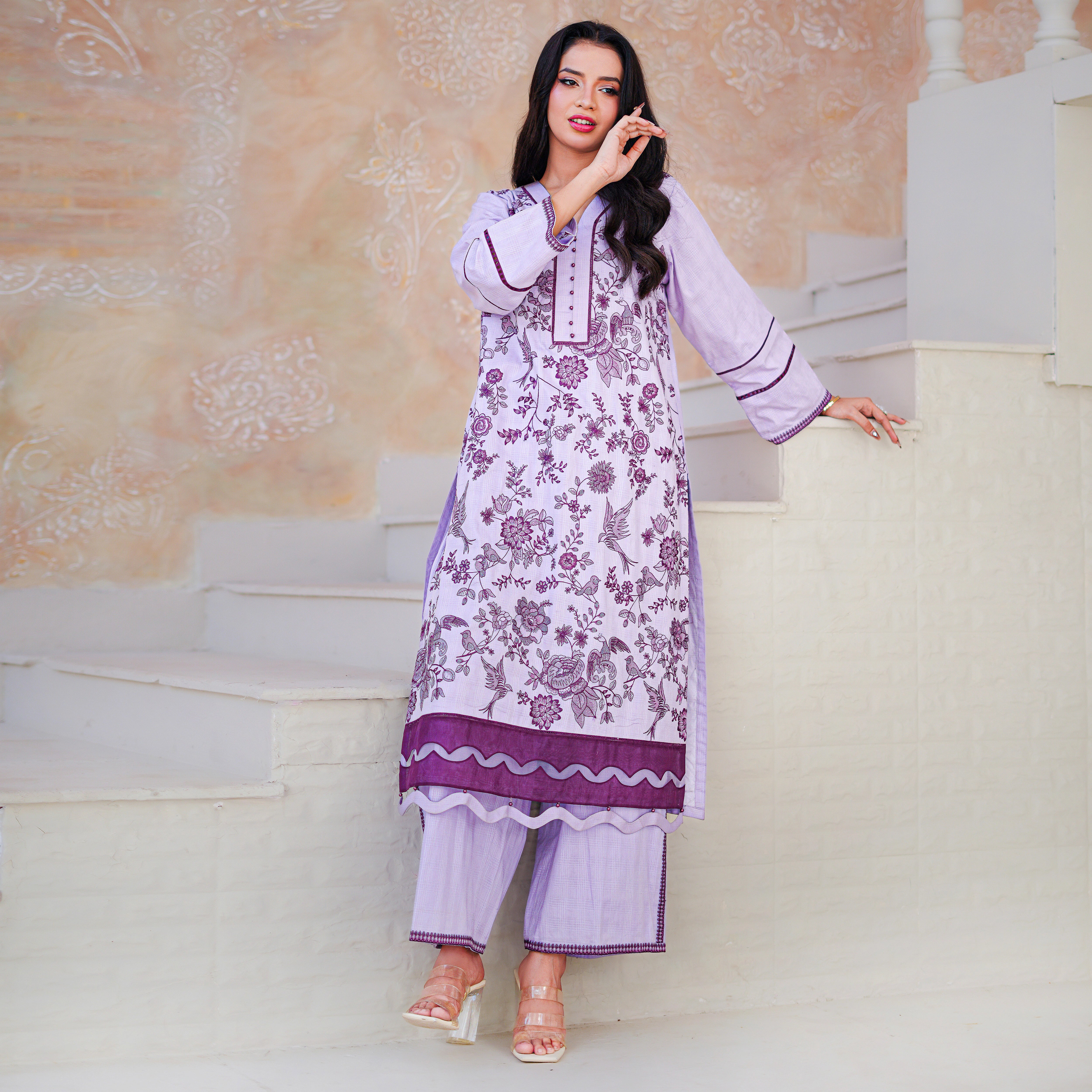 ASHIANA – Lilac Minimalist Floral 2-Piece Suit