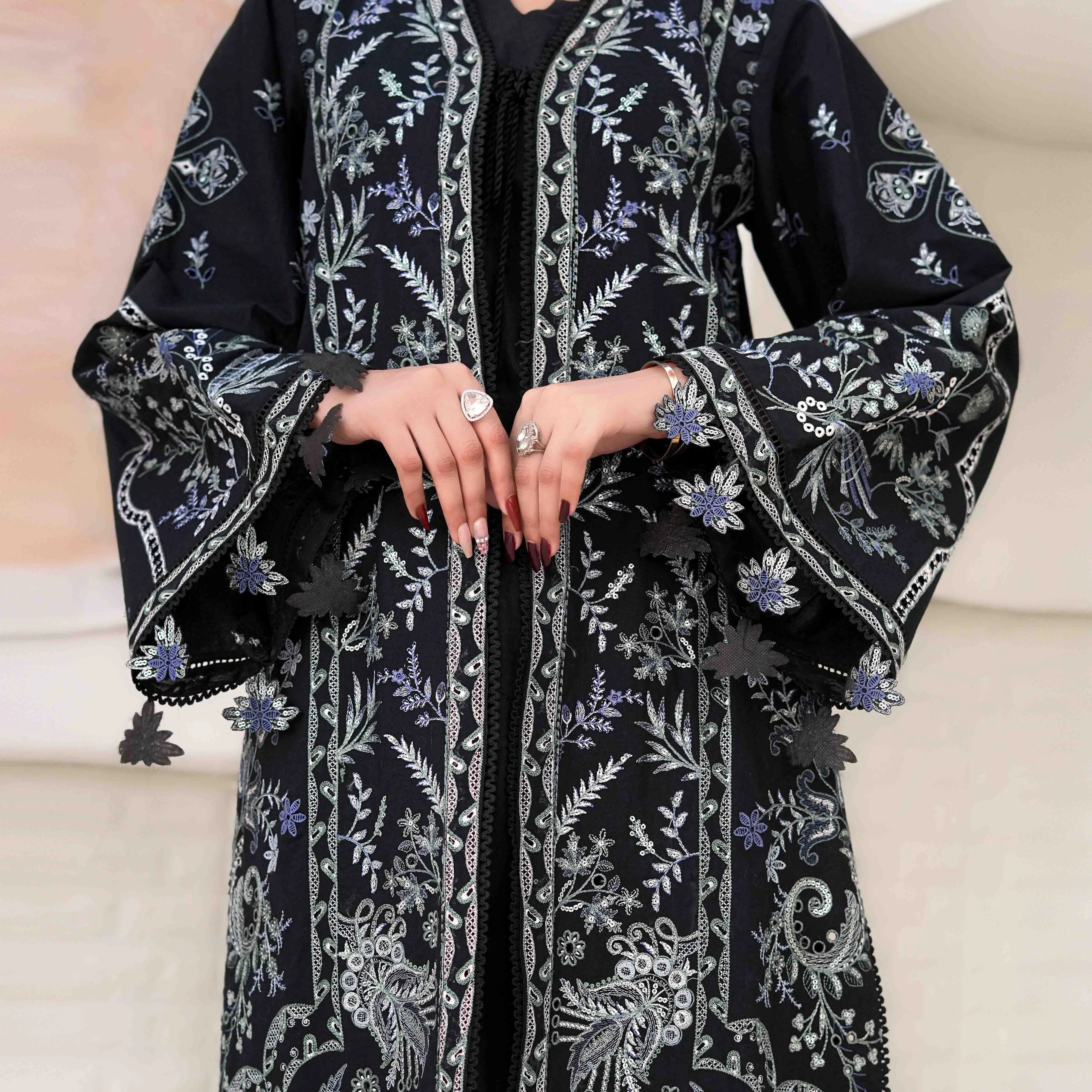 KAHKASHAN | Black & Silver 3-Piece Suit