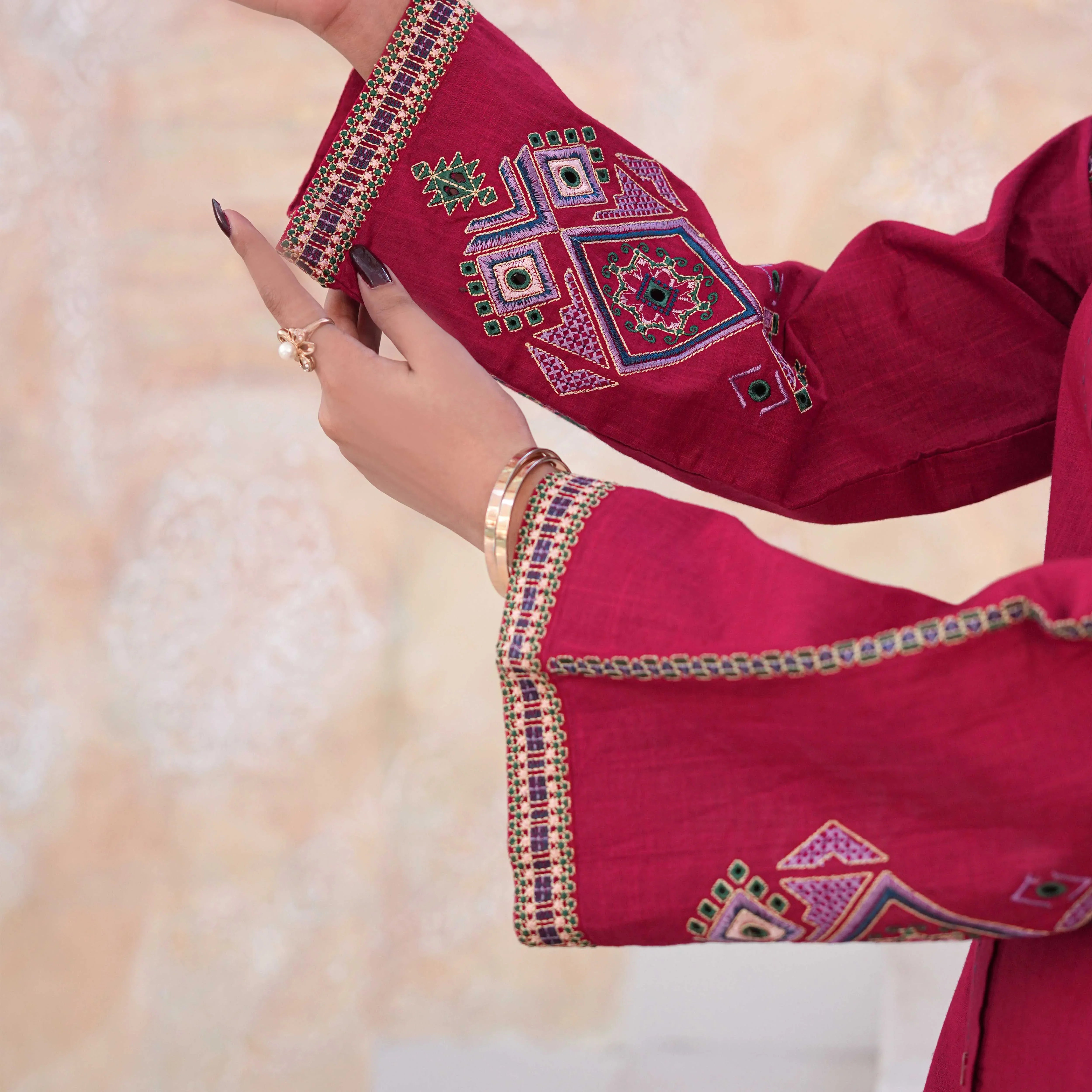 RIVAJ | Deep Maroon Belted 2-Piece Suit