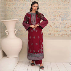 SHAFAQ | Deep Red Long Kurta 2-Piece Suit