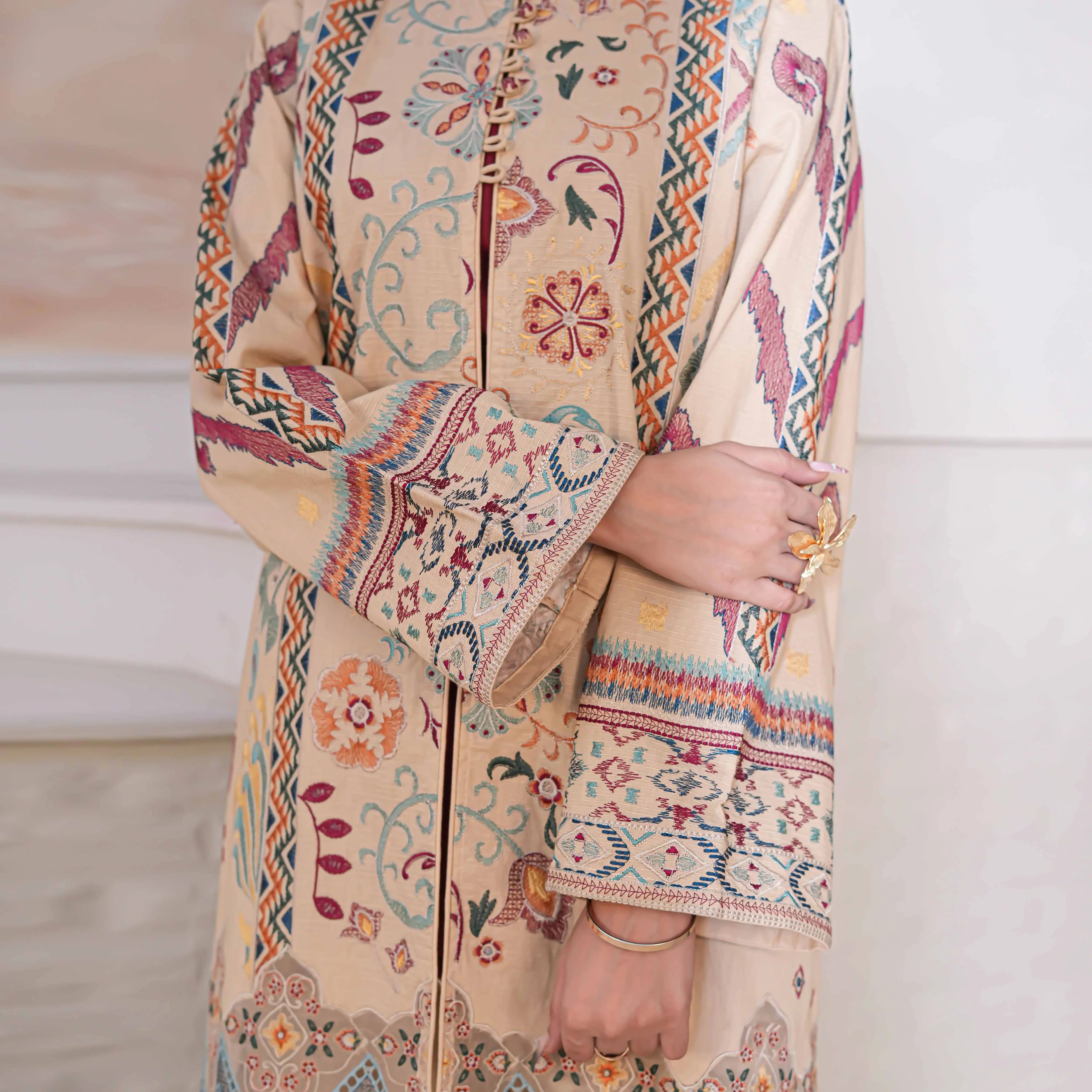ROOHI | Beige/Sand Printed 2-Piece Suit